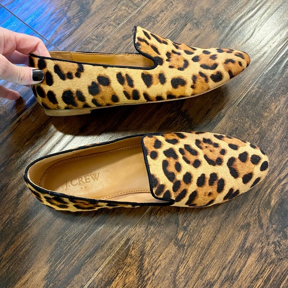 J.Crew Size 7 calf-hair leopard print driver shoe